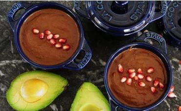 Raw Vegan Chocolate Avocado Mousse with Pomegranates