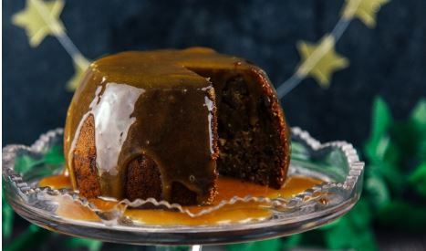Vegan gingerbread sticky toffee pudding