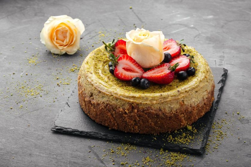 PISTACHIO ROSE CHEESECAKE