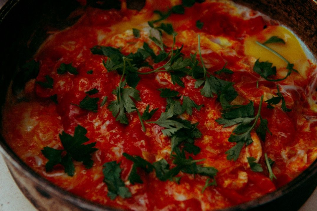 SAUCY SKILLET-POACHED EGGS