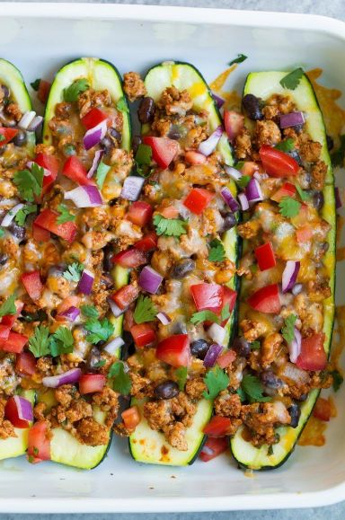 Zucchini boats with tofu