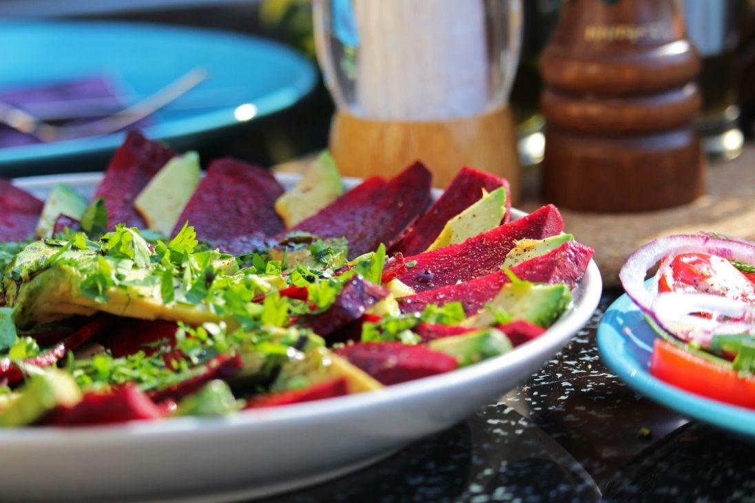 AVOCADO, BEET & MUSHROOM SALAD