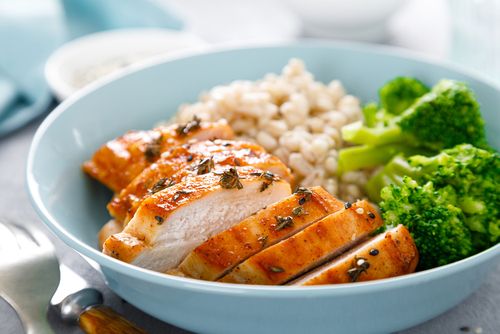 Baked chicken and barley