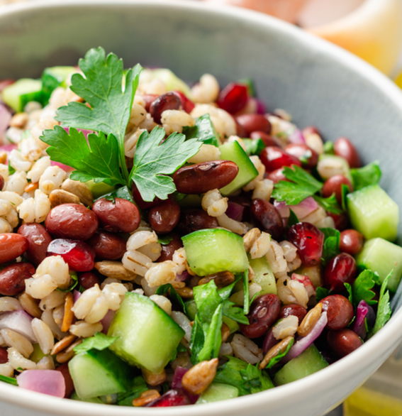 Barley salad with turmeric and almonds