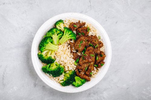 Beef and broccoli with brown rice