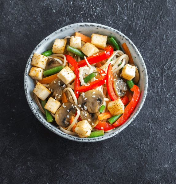 Tofu and mushroom stir- fry
