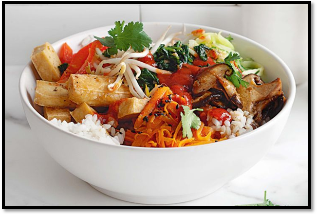 Tofu bibimbap - Korean 'mixed rice'