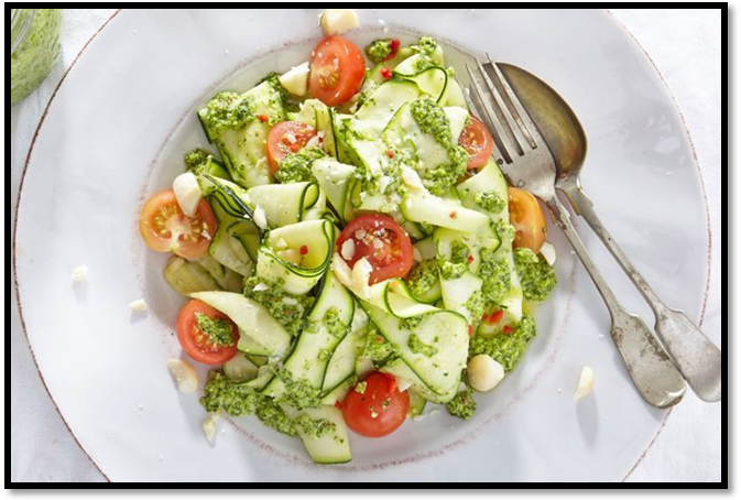 Zucchini 'noodle' salad with Thai coriander pesto