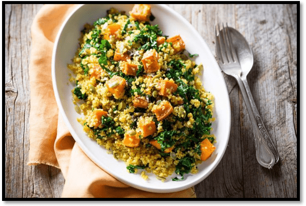 Kale, quinoa and roasted pumpkin pilaf