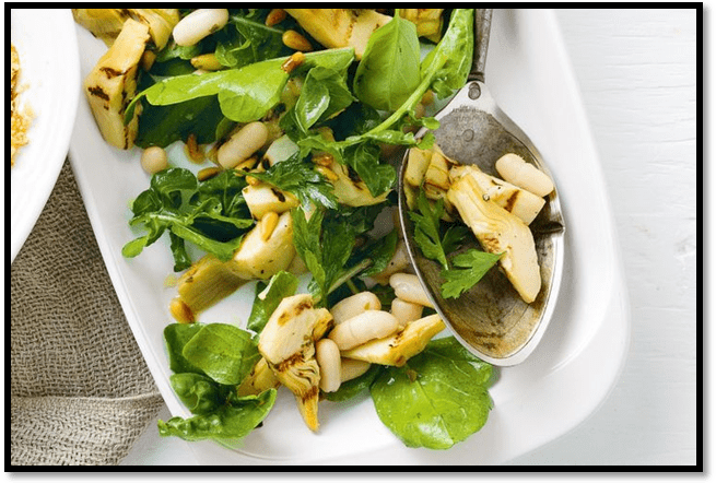 Marinated artichoke and cannellini bean salad