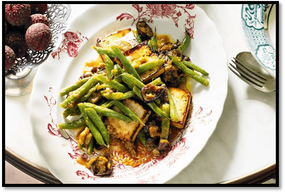 Chilli tofu, eggplant and beans