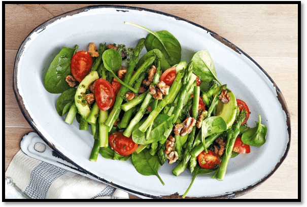 Asparagus, avocado and cherry tomato salad