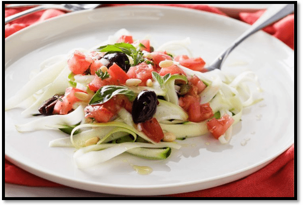 Raw pasta puttanesca