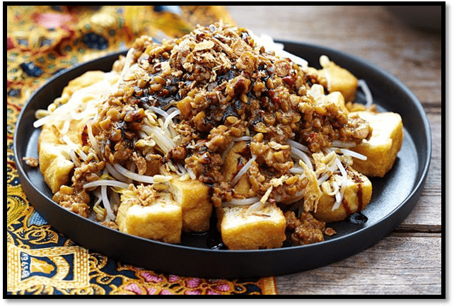 Tofu with peanut sauce