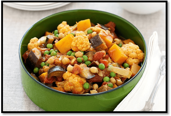 Indian vegetable and chickpea curry