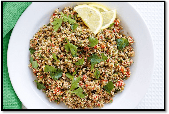 Lentil and roast capsicum tabouli