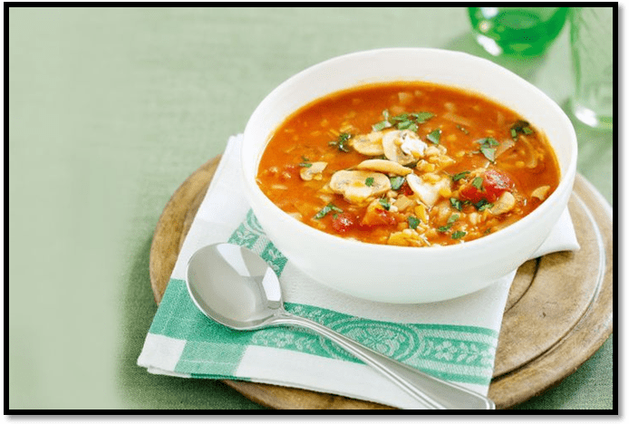 Lentil, barley and mushroom soup