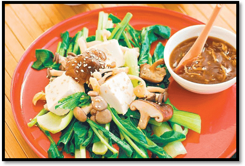 Asian greens with tofu and mushroom
