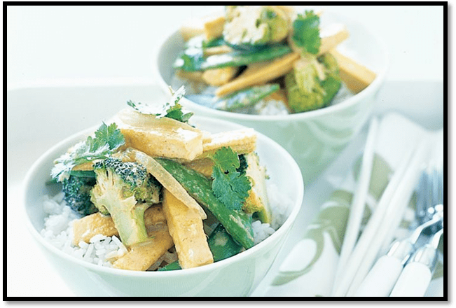Red curry tofu and vegetables
