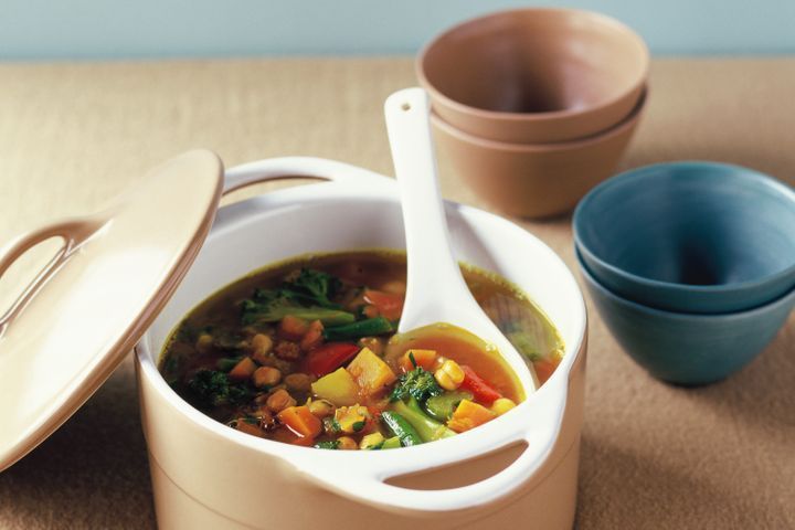 Hearty vegetable soup with chickpeas
