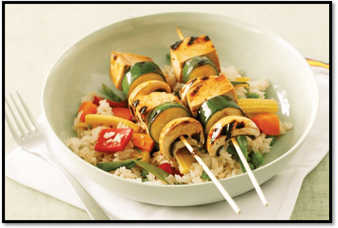 Teriyaki tofu kebabs