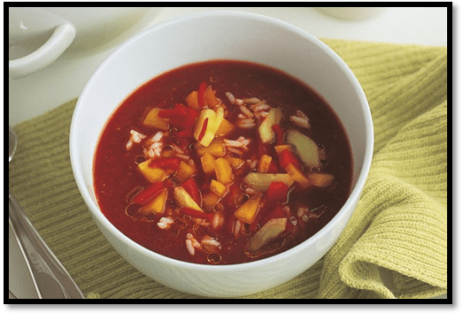 Chunky gazpacho with rice