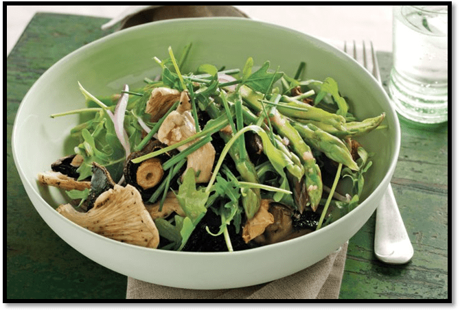 Mushroom & asparagus salad with vinaigrette