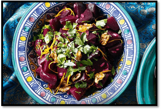 Roast beetroot & walnut salad