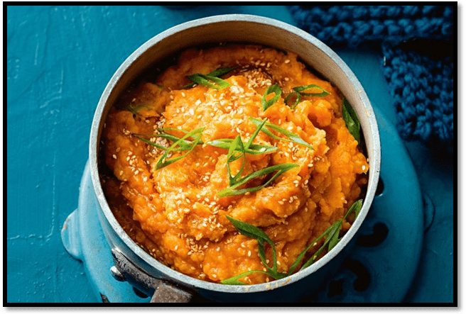 Sweet and sour lentil sweet potato mash