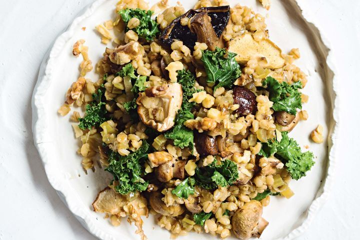 Mushroom, kale and barley pilaf