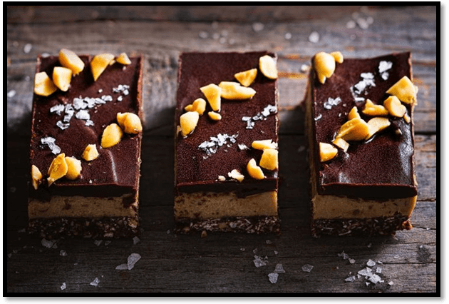 Gooey peanut butter and chocolate fridge bars