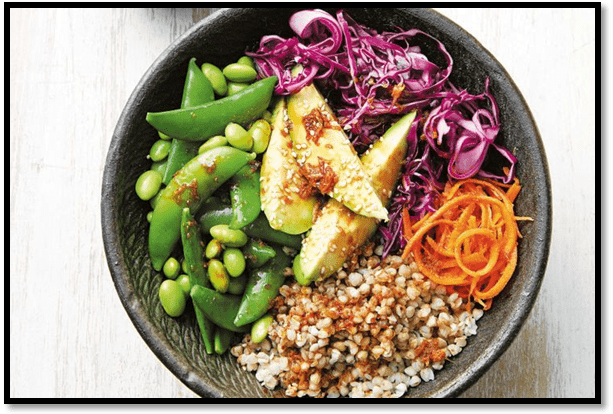 Buckwheat Buddha bowl with ginger tamari dressing