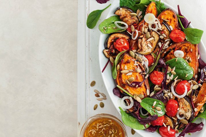 Roasted vegetable salad with fennel and chilli viniagrette
