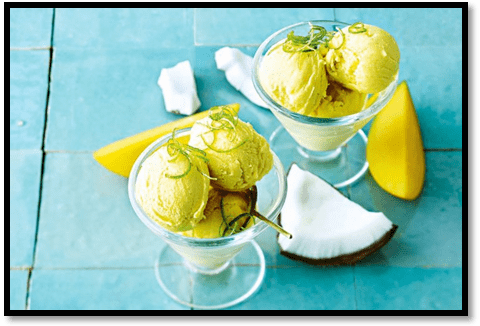 Mango and coconut sorbet