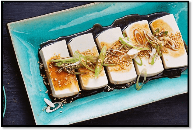 Chilled tofu with Korean soy and chilli dressing