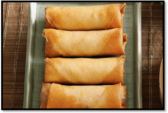 Vegetable spring rolls with chilli-plum sauce