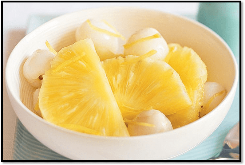 Pineapple lychee salad with ginger dressing