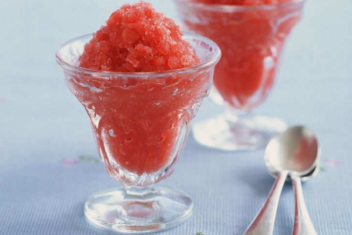 Watermelon, peach and strawberry granita