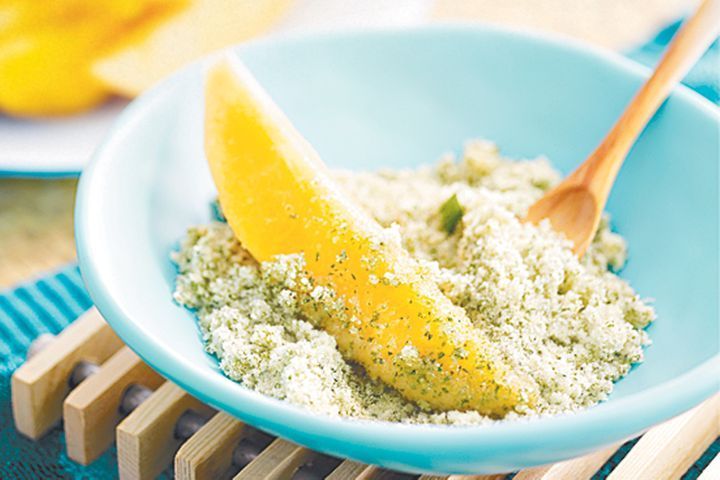 Fresh fruit with mint sugar