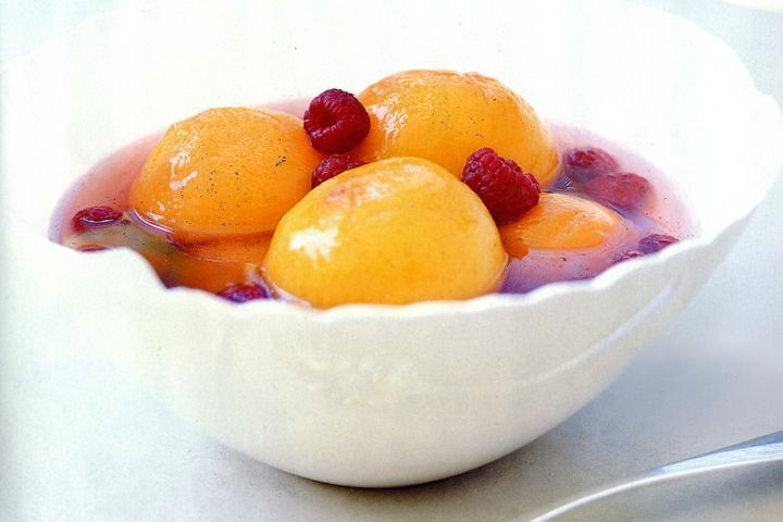 Peaches & nectarines in raspberry syrup