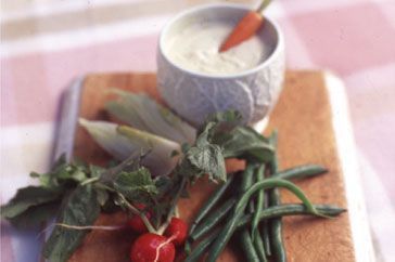 Bean dip with vegetable crudites