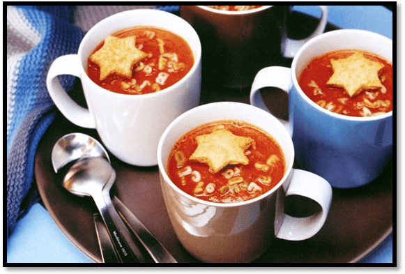 Roasted tomato soup with toast stars