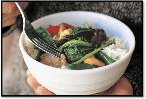 Chinese broccoli and mushroom stir-fry