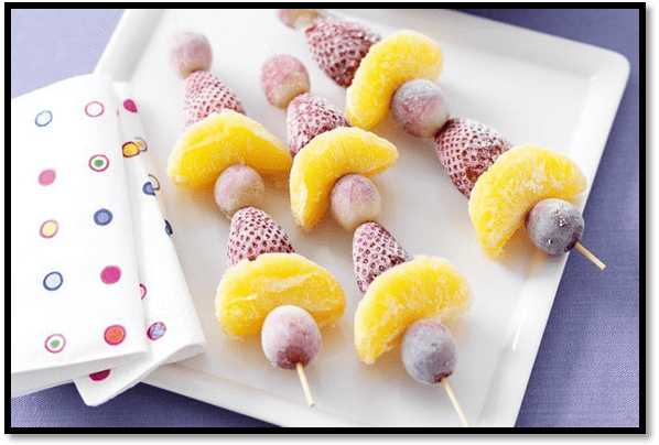 Frozen fruit skewers