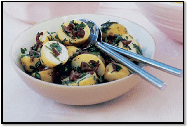 Potato, mint & olive salad