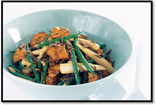 Roasted sweet potato and wild rice salad
