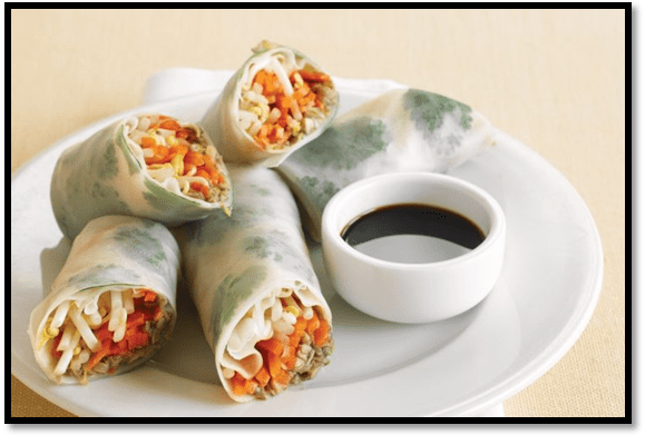 Mushroom rice paper rolls