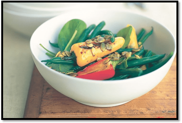 Barbecued capsicum and bean salad