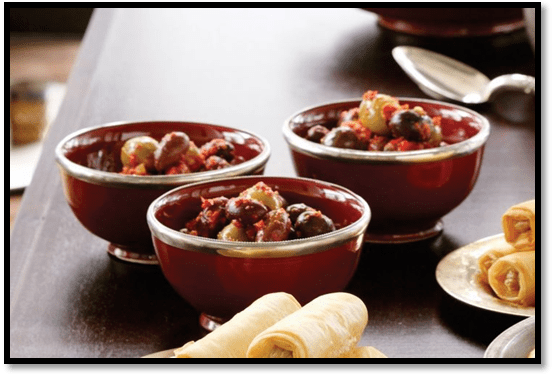 Harissa-marinated mixed olives