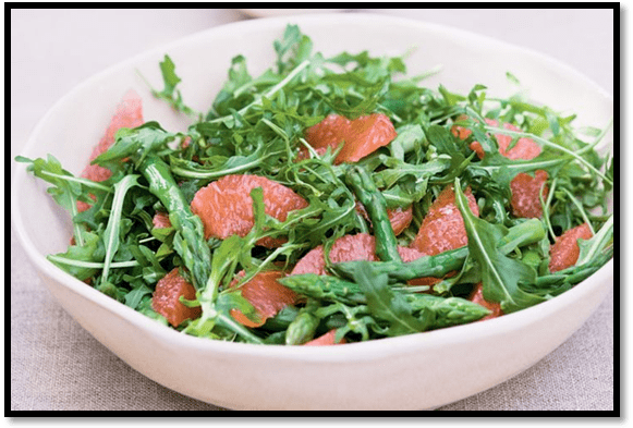 Pink grapefruit and rocket salad